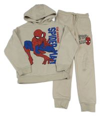 2Set - Světlebéžová mikina se Spider-manem a kapucí + tepláky PRIMARK
