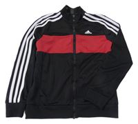 Černo-červeno-bílá propínací sportovní mikina Adidas
