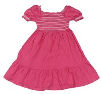 Ružové bavlnené šaty s výšivkami Mini Boden