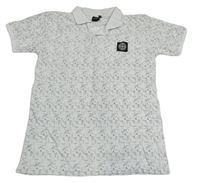 Biele vzorované polo tričko s nášivkou Stone Island