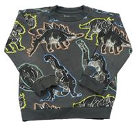 Tmavosivá mikina s dinosaurami Nutmeg