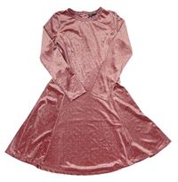 Starorůžové puntíkaté sametové šaty M&S