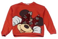 Červená mikina s Minnie s překlápěcími flitry M&S