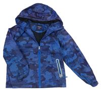 Modro-tmavomodrá army šušťáková lehce zateplená bunda s kapucňou
