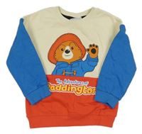 Krémovo-červeno-modrá mikina s Paddingtonem Tu