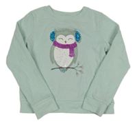 Mátová mikina s se sovou s flitry