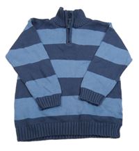 Tmavomodro-modrý pruhovaný sveter Tu