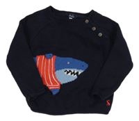 Tmavomodrý sveter so žralokom Joules