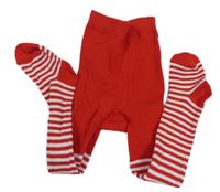 Červeno-bílé pruhované punčocháče Primark