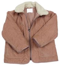 Starorůžová prošívaná manšestrová zateplená bunda Primark