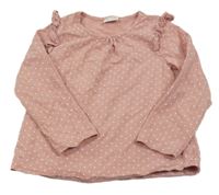 Starorůžové puntíkaté triko s volánky Next