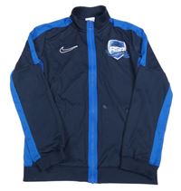 Tmavomodro-modrá sportovní propínací funkční mikina s potiskem Nike