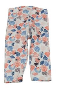 Biele capri legíny s mušlemi Lupilu