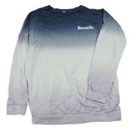 Tmavomodro-bílo-lila ombré mikina s logom Bench