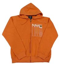 Oranžová prepínaci mikina s nápisom a kapucňou