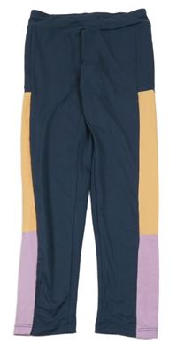 Tmavomodro-oranžovo-lila sportovní funkční legíny Crane