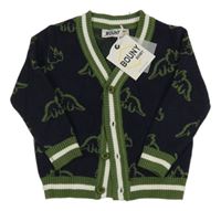 Nové - Tmavomodrý prepínaci sveter s dinosaurami