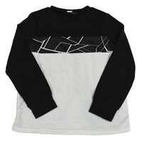 Čierno-biela mikina so vzorom Shein