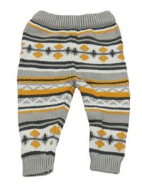 Sivo-bielo-okrové vzorované pletené tepláky Lupilu