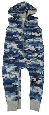 Tmavomodro-šedá army tepláková kombinéza s kapucí St. Bernard