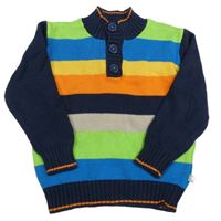 Tmavomodro-farebný pruhovaný sveter Liegelind