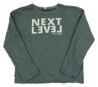 Khaki pruhovaná mikina s nápisom Yigga