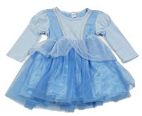 Svetlomodré bavlněno/tylové šaty s trblietkami Shein