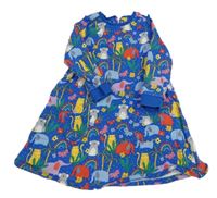 Modré květované teplákové šaty se zvířaty Miniclub