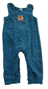 Petrolejové rebrované zamatové na traké tepláky s líškou Jojo Maman Bébé