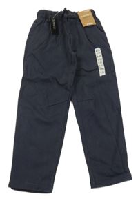 Nové - Tmavomodré plátěné relaxed kalhoty Dunnes