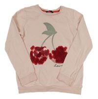 Ružová mikina s třešněmi s flitrami George