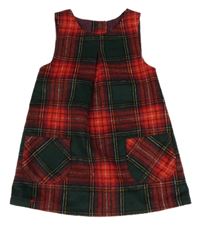 Červeno-tmavozeleno-čierne kockované vlnené šaty Nutmeg