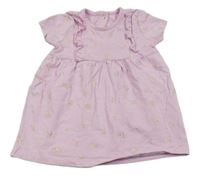 Ružové kvetované bavlnené šaty s volánikmi George