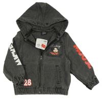 Nové - Tmavošedá riflová bunda s Mickeym a kapucí Primark