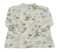 Bílá květovaná polo halenka Blue Seven