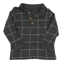 Tmavošedo-biela kockovaná polo mikina Tu