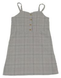 Bielo-čierno-ružové kockované šaty Primark