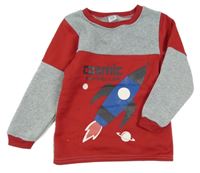 Sivo-červená mikina s raketou Kiki&Koko