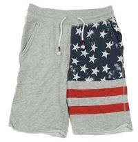 Šedé melírované teplákové kraťasy s americkou vlajkou H&M