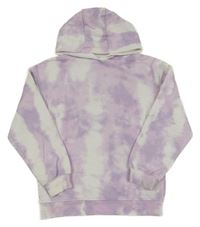 Lila-biela batikovaná mikina s kapucňou Primark