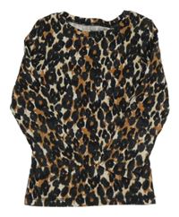 Béžovo-černo-hnědé žebrované triko s leopardím vzorem Next