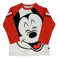 Bílo-červené triko s Mickeym Disney