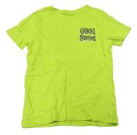 Neónově zelené tričko s nápisom F&F