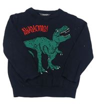 Tmavomodrý sveter s dinosaurom Primark