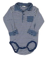 Tmavomodro-bílé pruhované body s límečkem H&M