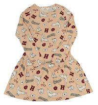 Svetloružové vzorované bavlnené šaty s obrázky - Harry Potter zn. H&M