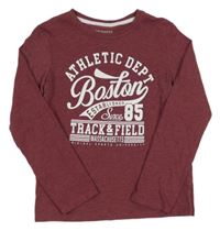 Vínové triko s nápisy Primark