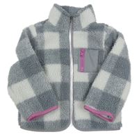Sivo-biela kockovaná huňatá podšitá bunda zn. Primark