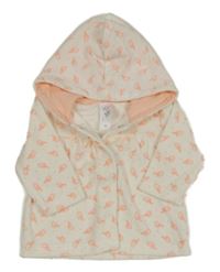 Bílá sametová propínací mikina s ptáčky a kapucí C&A