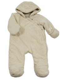 Světlebéžová žebrovaná zateplená kombinéza s kapucí Matalan